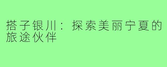 搭子银川:探索美丽宁夏的旅途伙伴