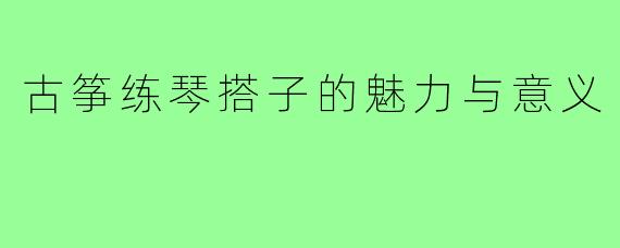 古筝练琴搭子的魅力与意义