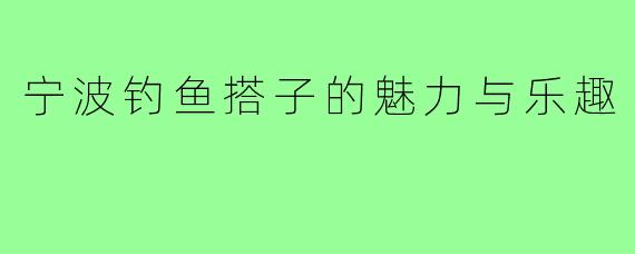 宁波钓鱼搭子的魅力与乐趣