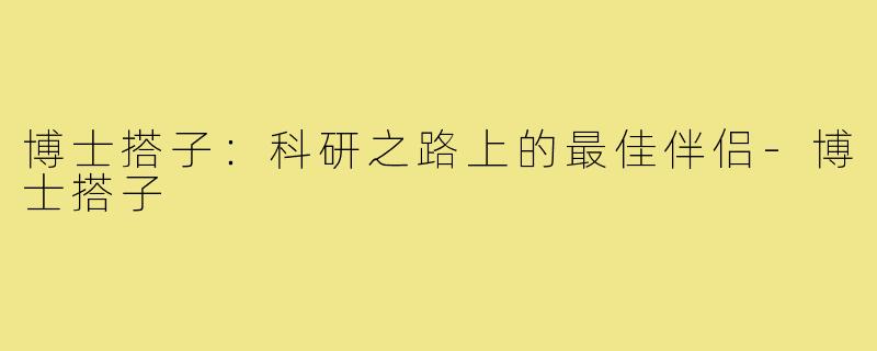 博士搭子：科研之路上的最佳伴侣-博士搭子
