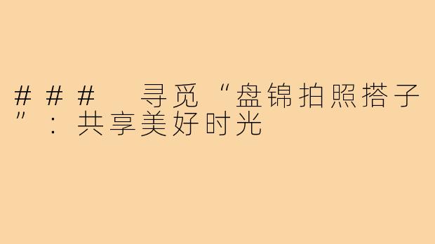 ### 寻觅“盘锦拍照搭子”:共享美好时光