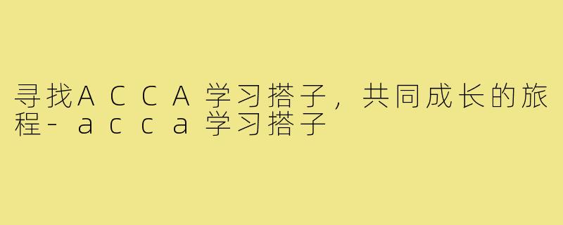 寻找ACCA学习搭子，共同成长的旅程-acca学习搭子