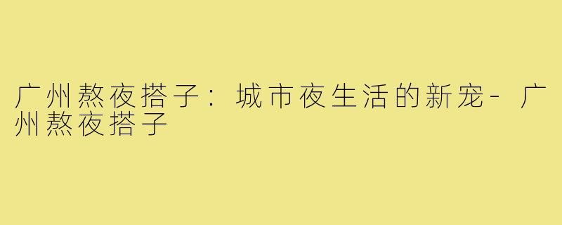 广州熬夜搭子:城市夜生活的新宠-广州熬夜搭子