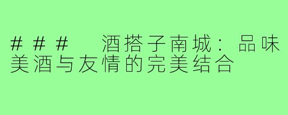 ### 酒搭子南城：品味美酒与友情的完美结合