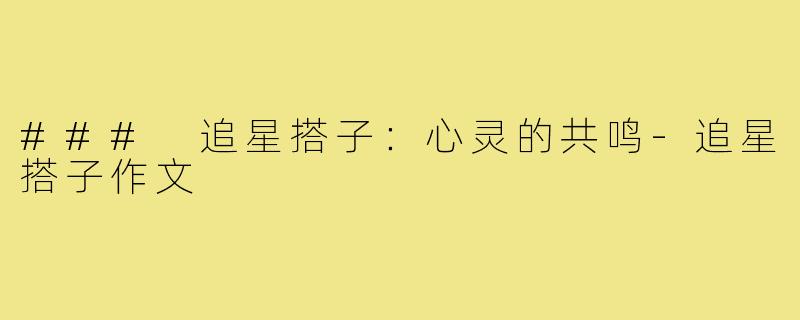 ### 追星搭子:心灵的共鸣-追星搭子作文