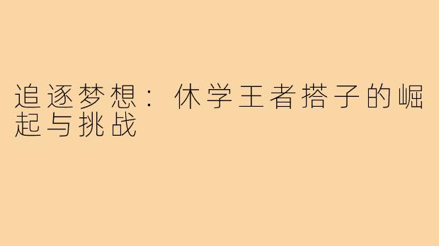 追逐梦想：休学王者搭子的崛起与挑战
