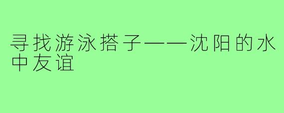 寻找游泳搭子——沈阳的水中友谊