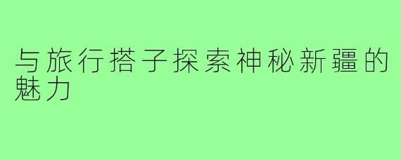 与旅行搭子探索神秘新疆的魅力