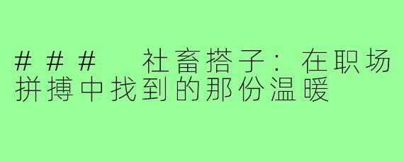 ### 社畜搭子:在职场拼搏中找到的那份温暖