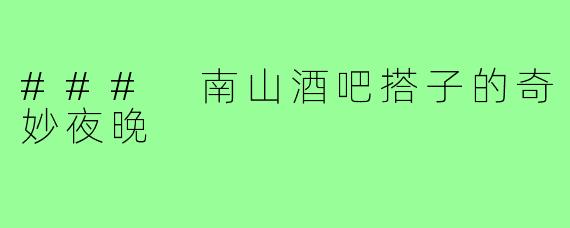 ### 南山酒吧搭子的奇妙夜晚
