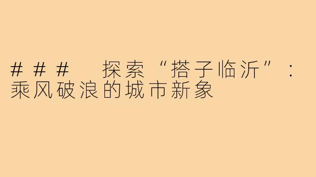 ### 探索“搭子临沂”：乘风破浪的城市新象