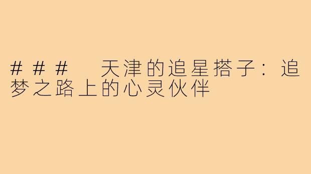 ### 天津的追星搭子:追梦之路上的心灵伙伴