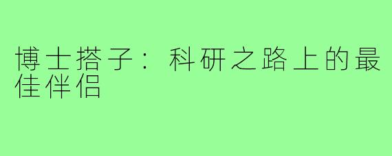 博士搭子：科研之路上的最佳伴侣