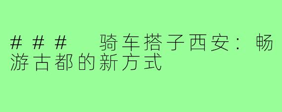 ### 骑车搭子西安:畅游古都的新方式