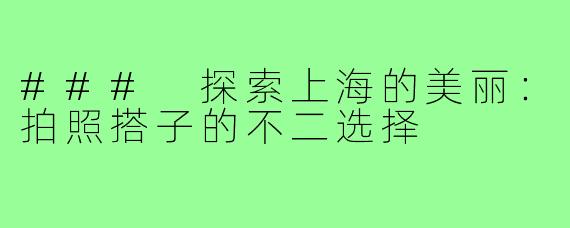 ### 探索上海的美丽:拍照搭子的不二选择