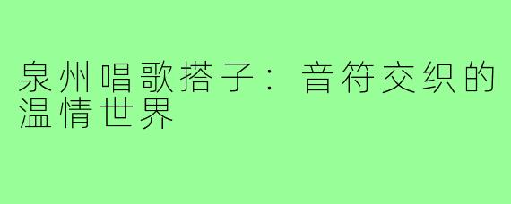 泉州唱歌搭子：音符交织的温情世界