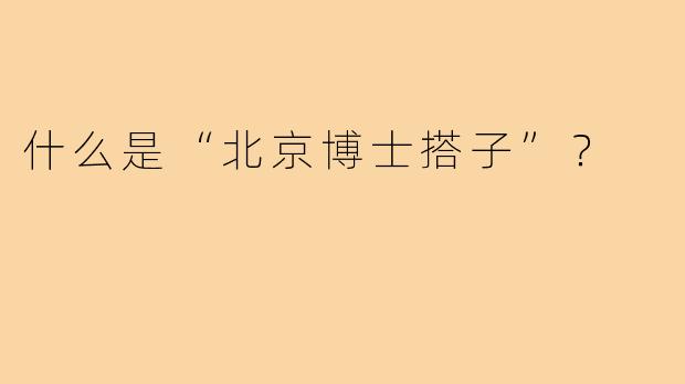 什么是“北京博士搭子”？  