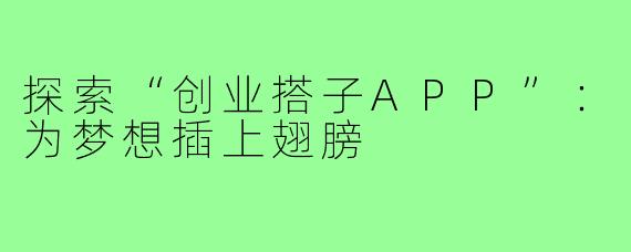 探索“创业搭子APP”：为梦想插上翅膀