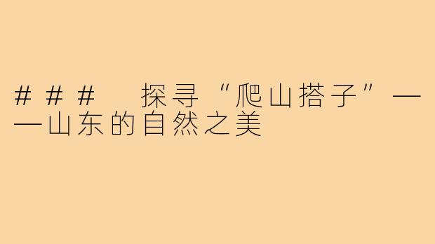 ### 探寻“爬山搭子”——山东的自然之美