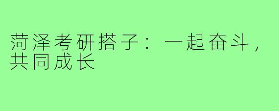 菏泽考研搭子：一起奋斗，共同成长