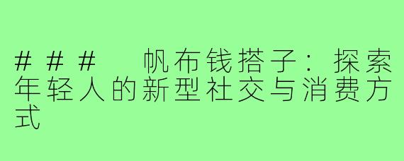 ### 帆布钱搭子：探索年轻人的新型社交与消费方式
