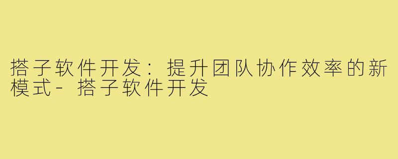 搭子软件开发:提升团队协作效率的新模式-搭子软件开发