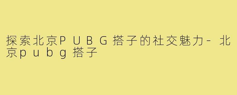 探索北京PUBG搭子的社交魅力-北京pubg搭子