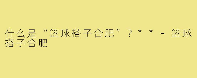 什么是“篮球搭子合肥”？**