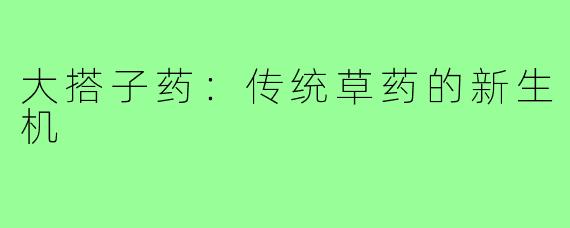 大搭子药:传统草药的新生机