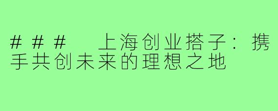 ### 上海创业搭子：携手共创未来的理想之地