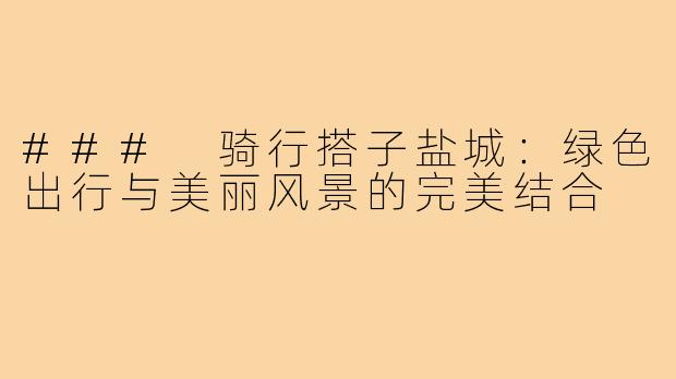 ### 骑行搭子盐城：绿色出行与美丽风景的完美结合