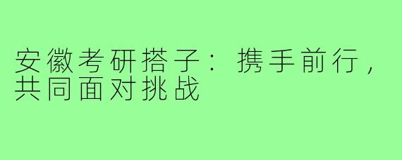 安徽考研搭子：携手前行，共同面对挑战