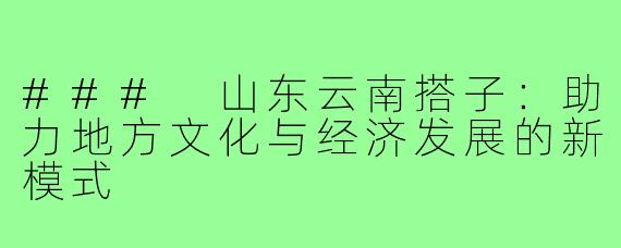 ### 山东云南搭子：助力地方文化与经济发展的新模式