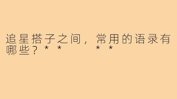 追星搭子之间，常用的语录有哪些？**  **