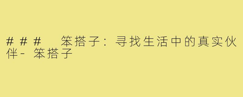 ### 笨搭子:寻找生活中的真实伙伴-笨搭子