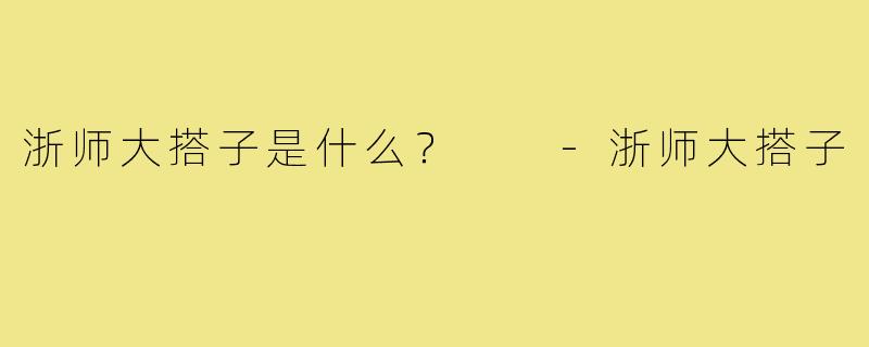 浙师大搭子是什么? -浙师大搭子