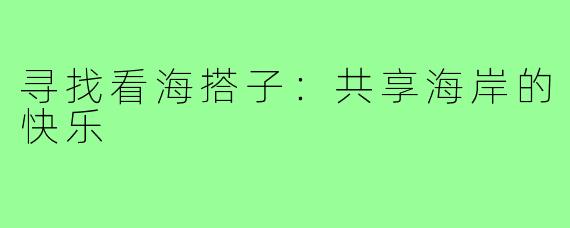 寻找看海搭子：共享海岸的快乐