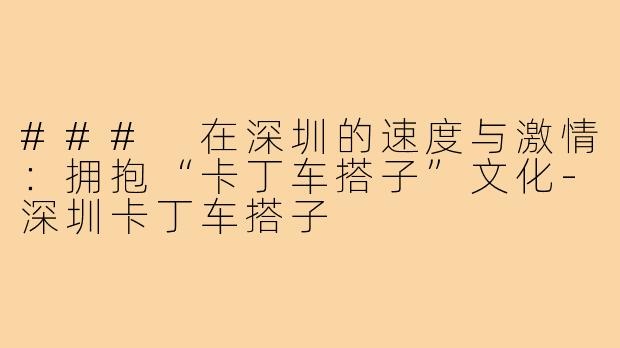 ### 在深圳的速度与激情：拥抱“卡丁车搭子”文化-深圳卡丁车搭子