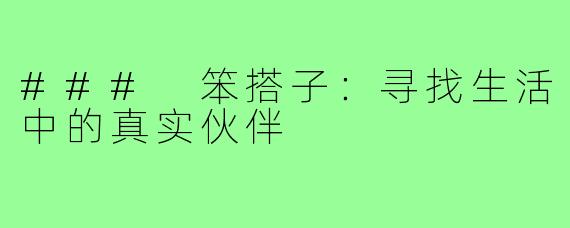 ### 笨搭子:寻找生活中的真实伙伴