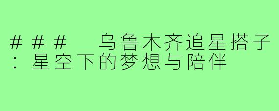 ### 乌鲁木齐追星搭子:星空下的梦想与陪伴