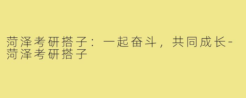 菏泽考研搭子：一起奋斗，共同成长-菏泽考研搭子