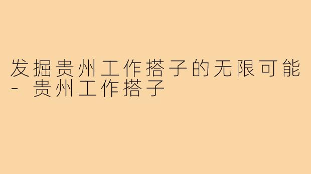 发掘贵州工作搭子的无限可能-贵州工作搭子