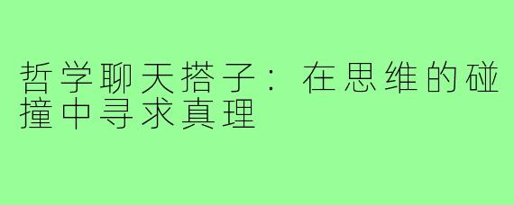 哲学聊天搭子:在思维的碰撞中寻求真理