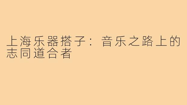 上海乐器搭子:音乐之路上的志同道合者