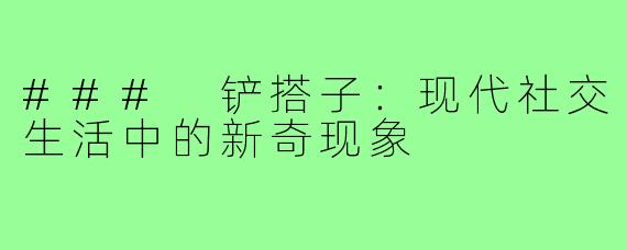 ### 铲搭子：现代社交生活中的新奇现象