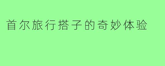 首尔旅行搭子的奇妙体验