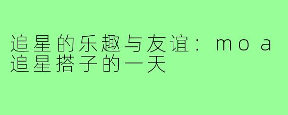 追星的乐趣与友谊:moa追星搭子的一天
