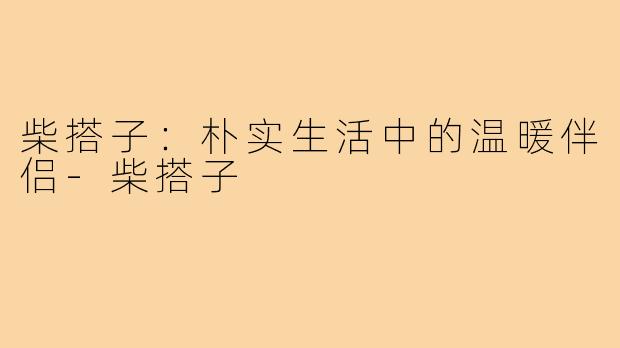柴搭子：朴实生活中的温暖伴侣-柴搭子