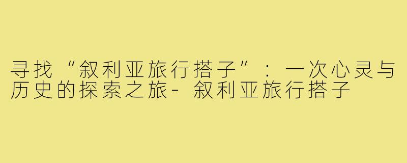 寻找“叙利亚旅行搭子”：一次心灵与历史的探索之旅-叙利亚旅行搭子