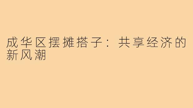 成华区摆摊搭子：共享经济的新风潮